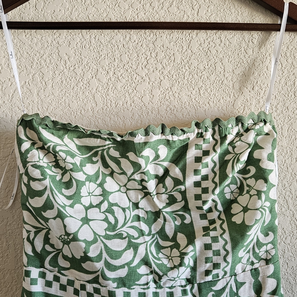 Lulu's Strapless Green Patterned Dress - Picture 7 of 10